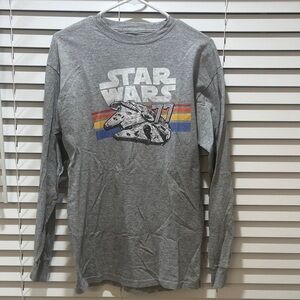 Star Wars Gray Long Sleeve Tee with Colorful Stripes